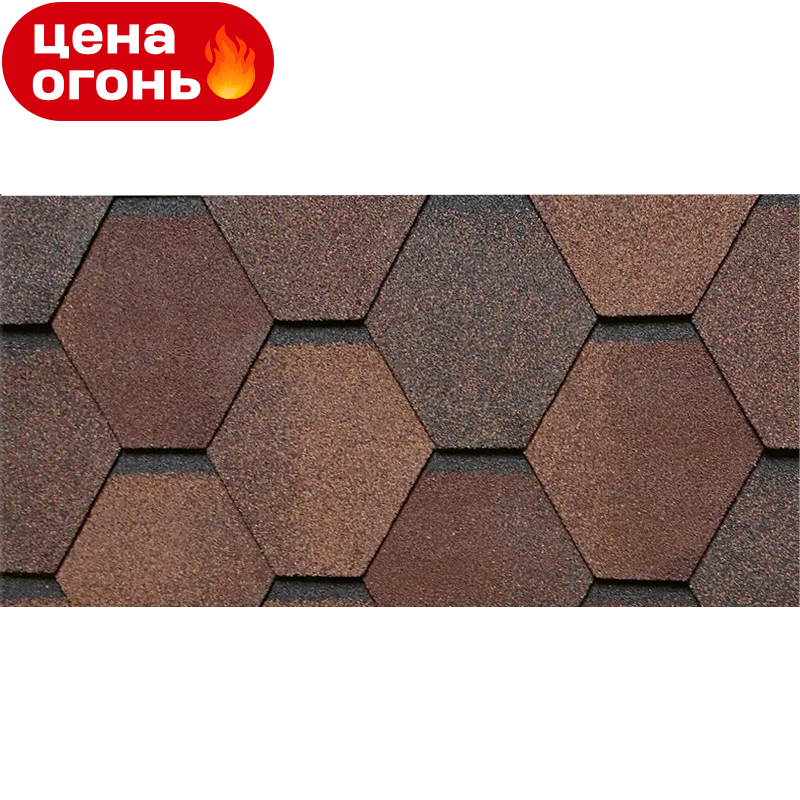 Гибкая черепица Керабит Лапландия Гекса K Мокка SBS-битум 3 м²